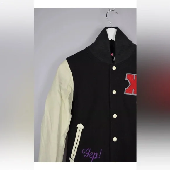 RARE! X-Girl Varsity Jacket College Leather Wool Hype Street Fashion Size 2 - Picture 5 of 14